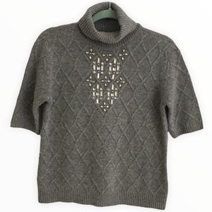 The Limited Grey Wool Blend Jeweled Sweater Size M
